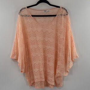 3For$20 Cato’s Light Coral Crochet Poncho Style Blouse NWOT size 22/24W